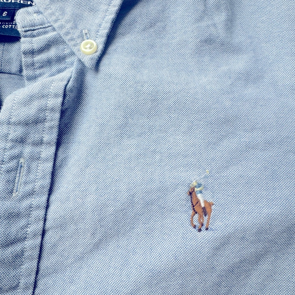Ralph Lauren Sport Polo Lk new Slim Fit Women’s SZ 6 classic L/S Oxford in blue